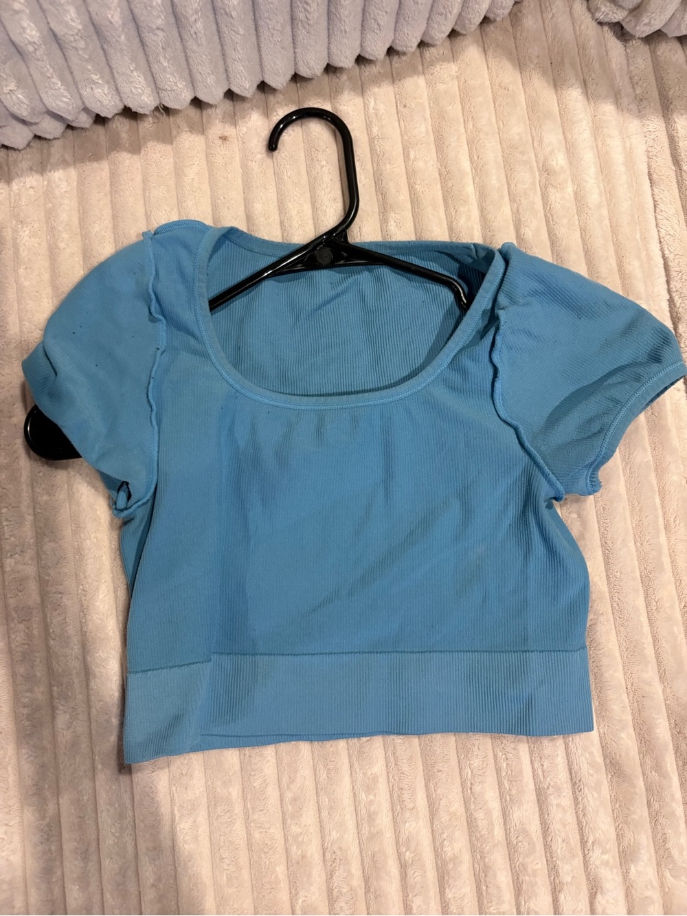 Blue Scoop Neck Women's Crop Top